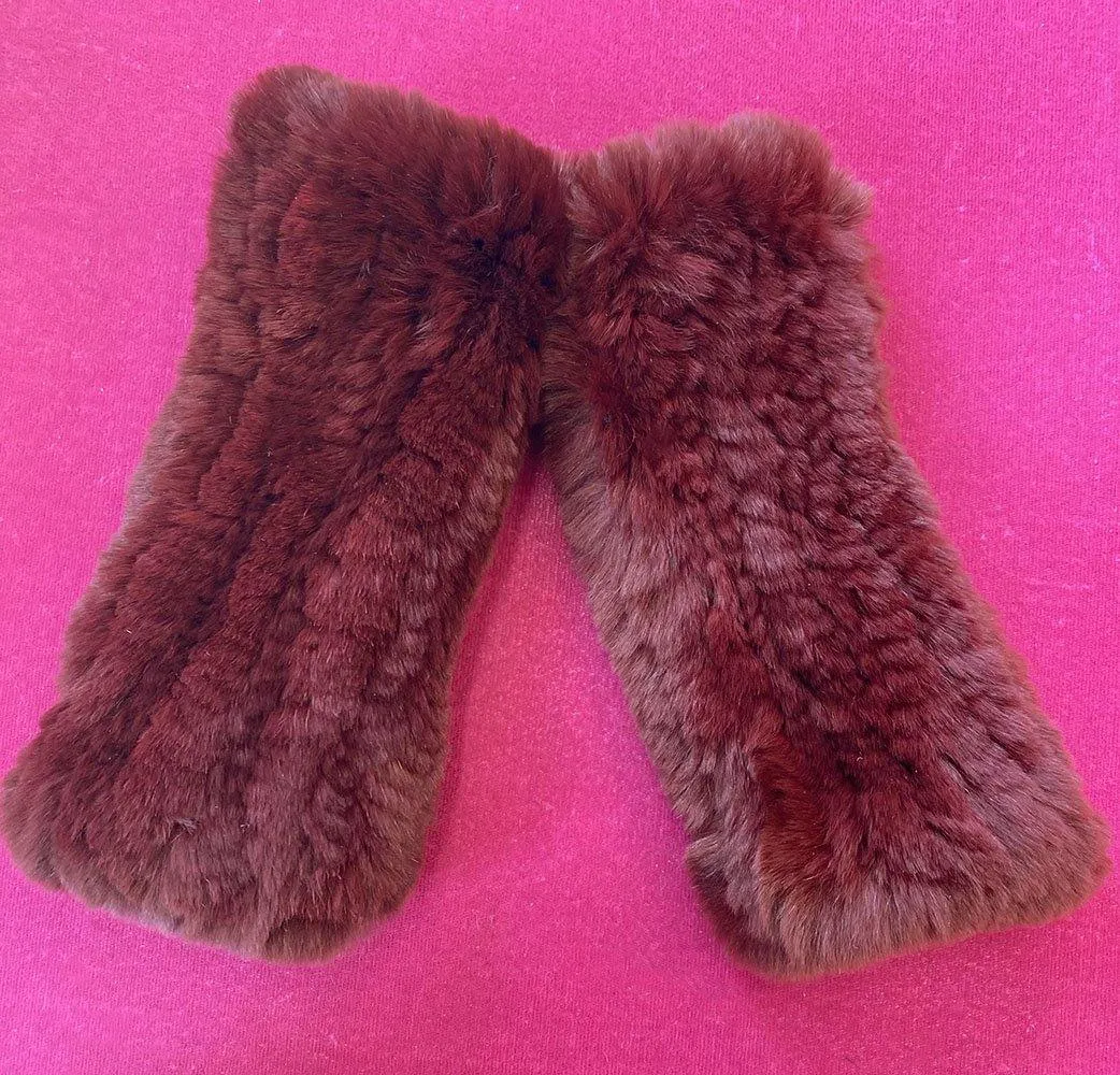 Rabbit Fur Fingerless Gloves