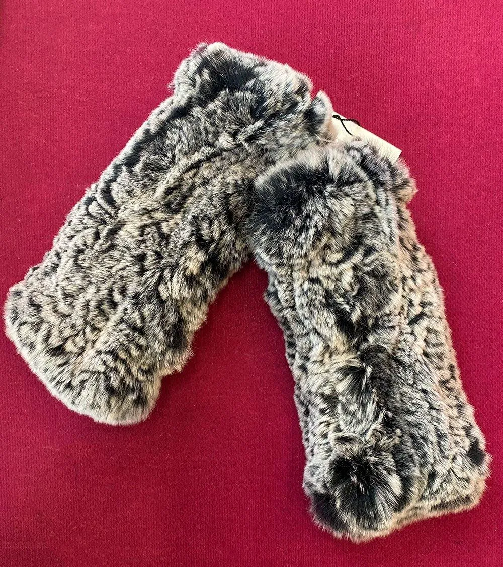 Rabbit Fur Fingerless Gloves