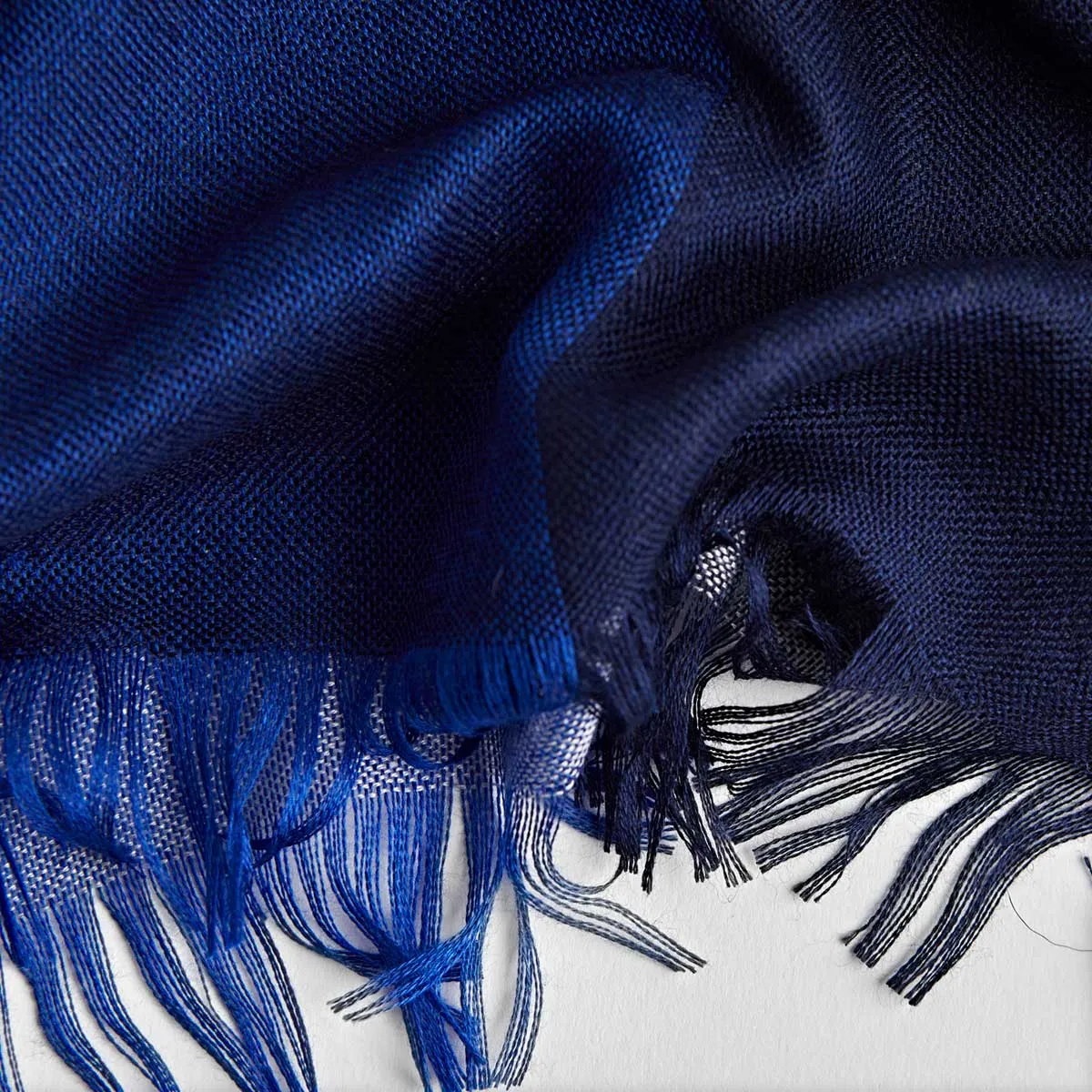 Royal Blue Large Check Silk & Cashmere Scarf