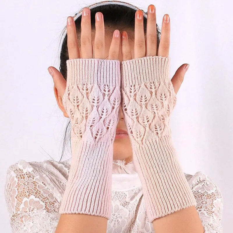 Stretchy Knitted Hand Warmer Fingerless Wrist Gloves