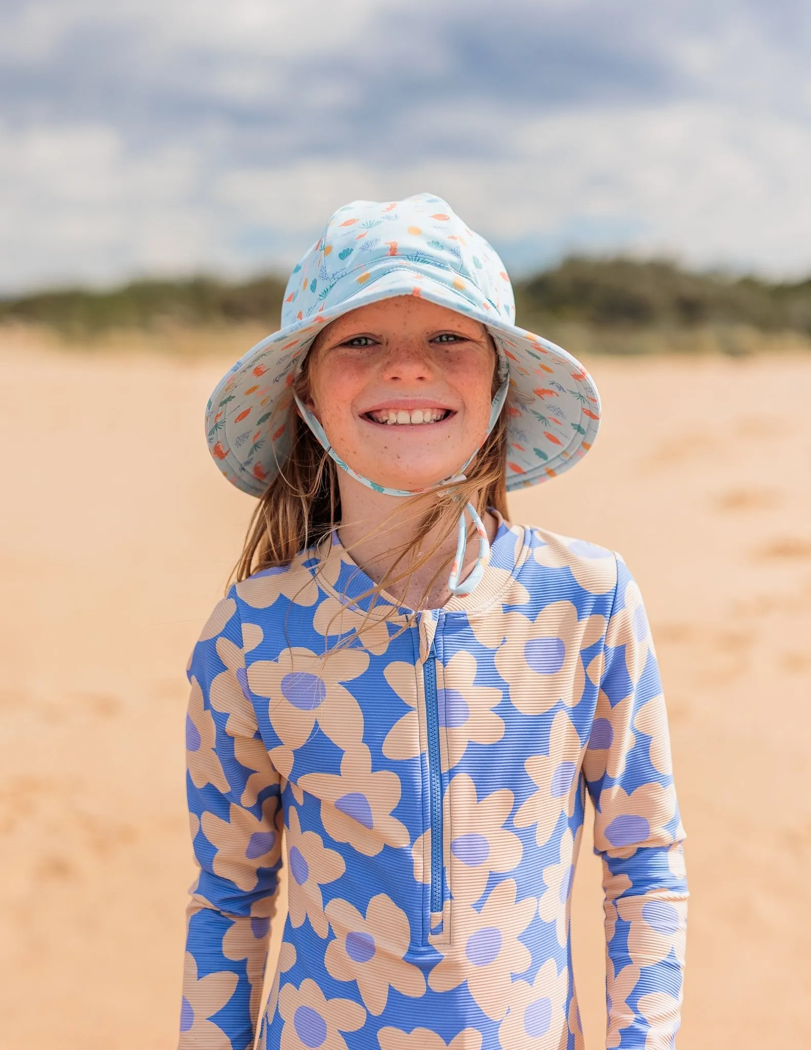 Tropical Reef Wide Brim Swim Hat