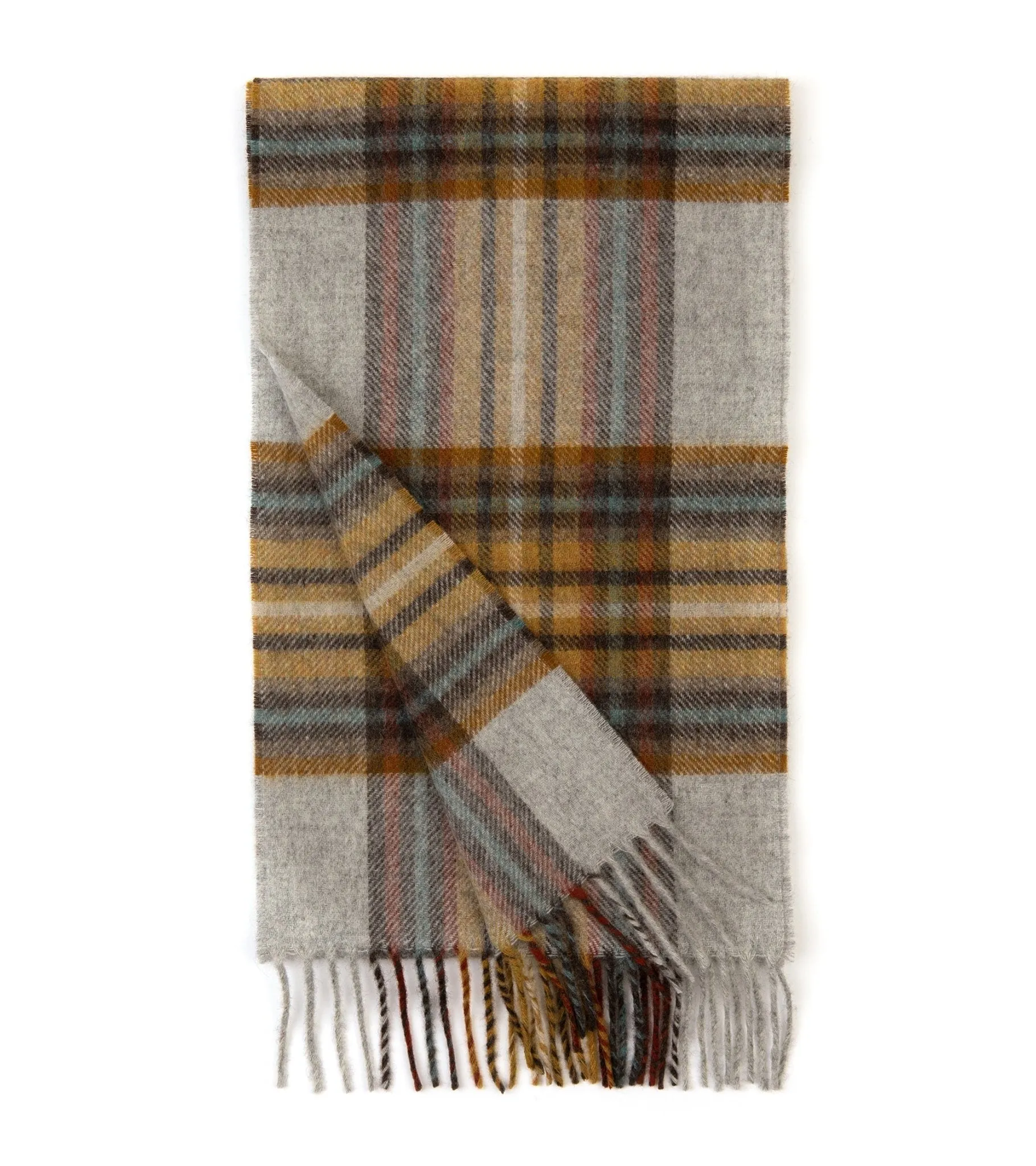 Trunk Moon Merino Check Scarf: Gold