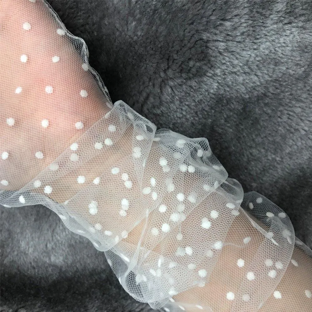 Women Short Tulle Stretchy  Spots Mesh Lace Gloves