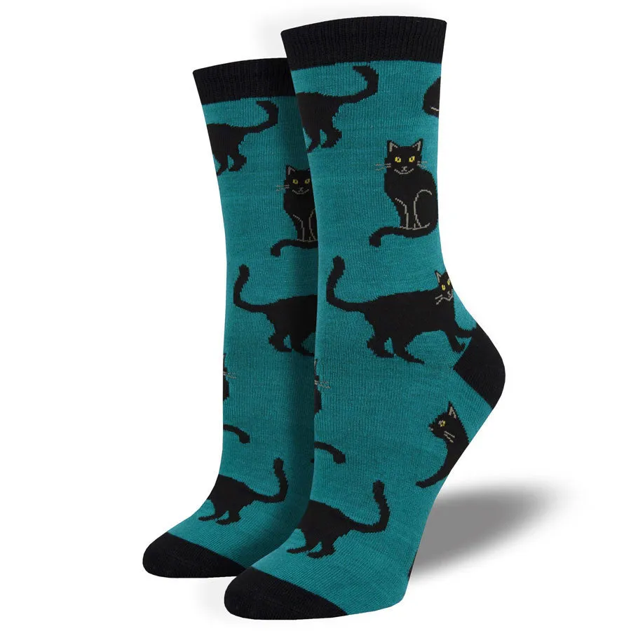 Women's Black Cat Silky Soft Bamboo Socks