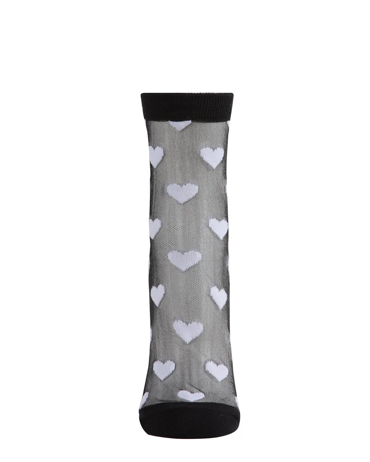 Women's Hearts Mono Fine Net Semi-Sheer Anklet Sock