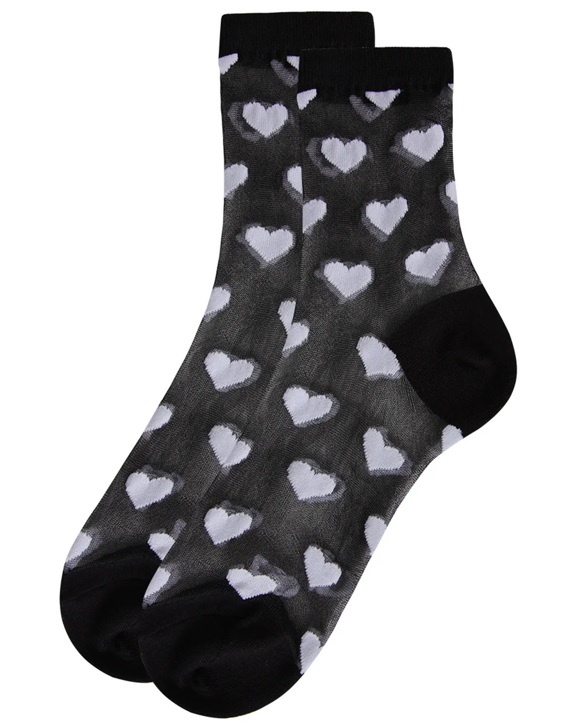 Women's Hearts Mono Fine Net Semi-Sheer Anklet Sock